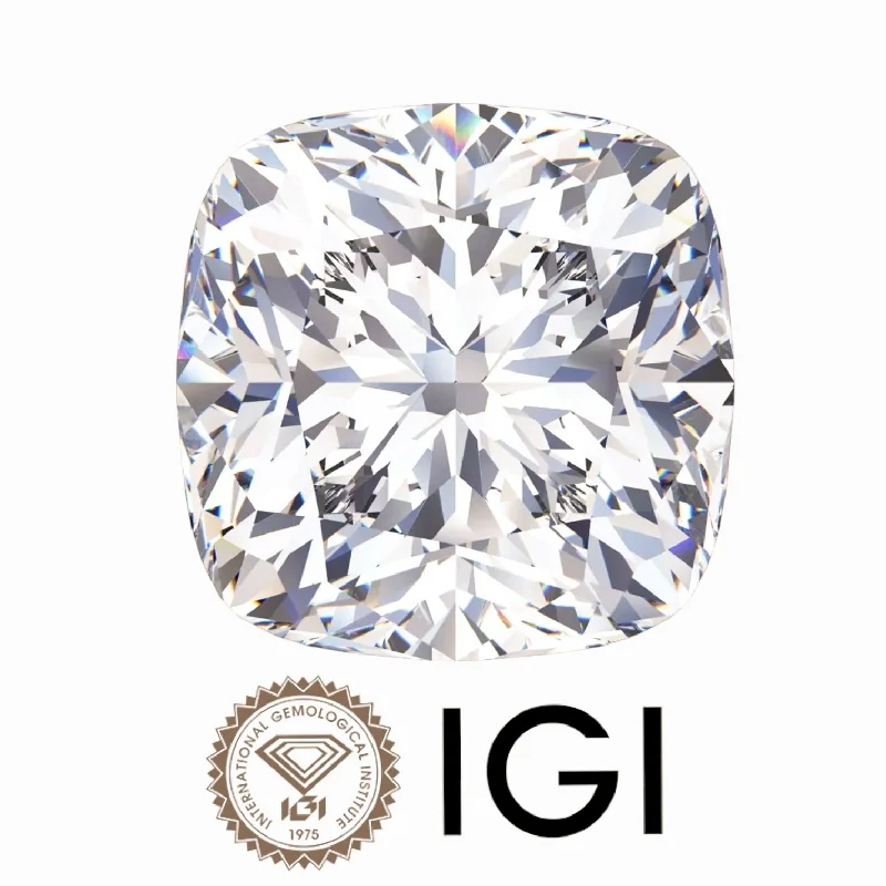 Elegant rose gold solitaire engagement rings -1.51 ct. Cushion Wholesale IGI Certified Lab Grown Loose Diamond. (SI1 / F)