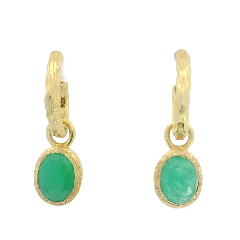 Ladies bold turquoise earrings -18K Yellow Gold Vermeil Emerald Dangle Earrings