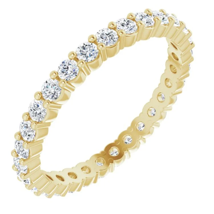 Ladies vintage-inspired solitaire engagement rings -18K Yellow 3/4 CTW Natural Diamond Eternity Band Size 7.5