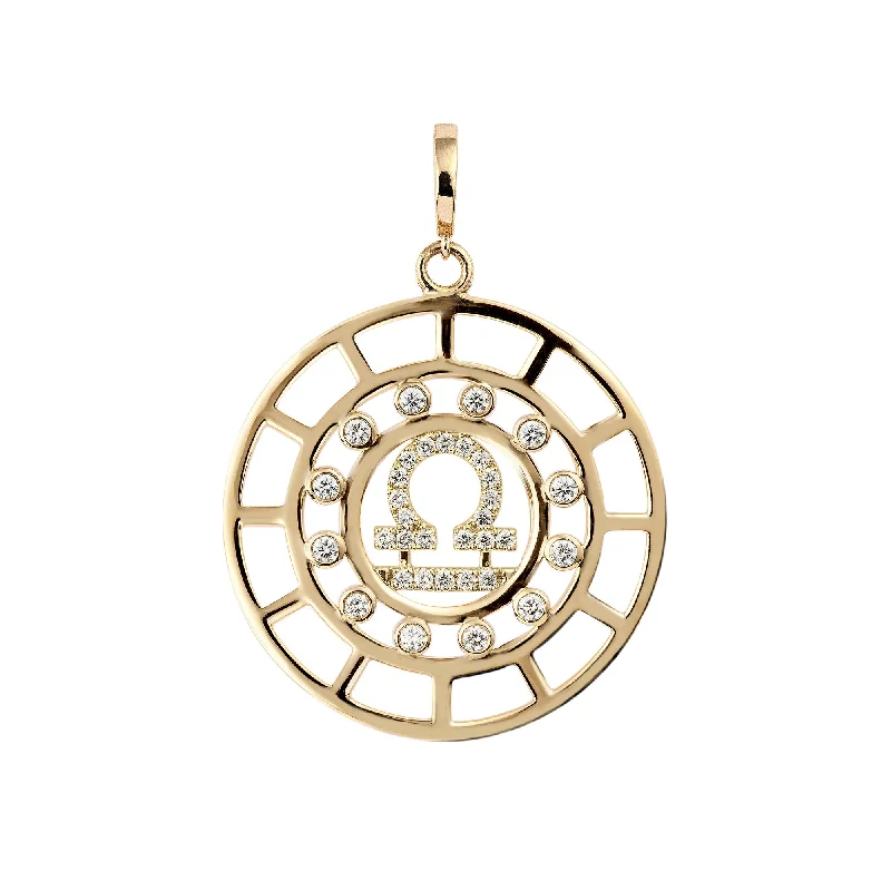 Modern pendant necklaces for women -Zodiac Libra 18K Gold or Whitegold Pendant w. Diamonds