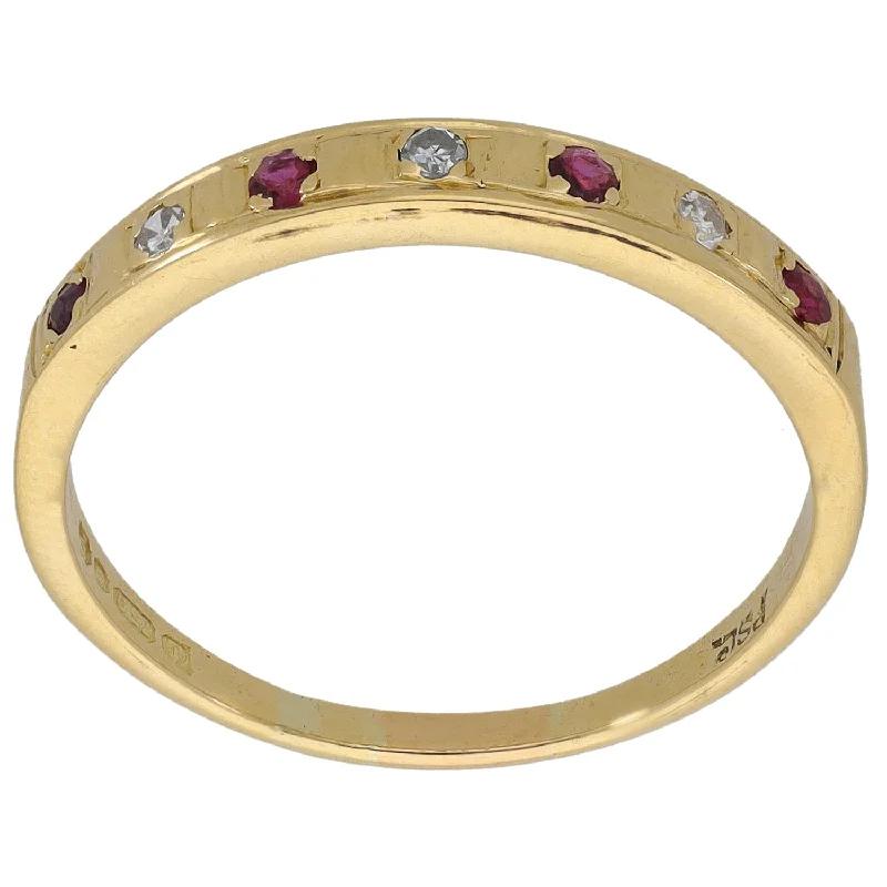 Simple rose gold solitaire engagement rings -18ct Gold 0.03ct Diamond & Ruby Half Eternity Ring Size T