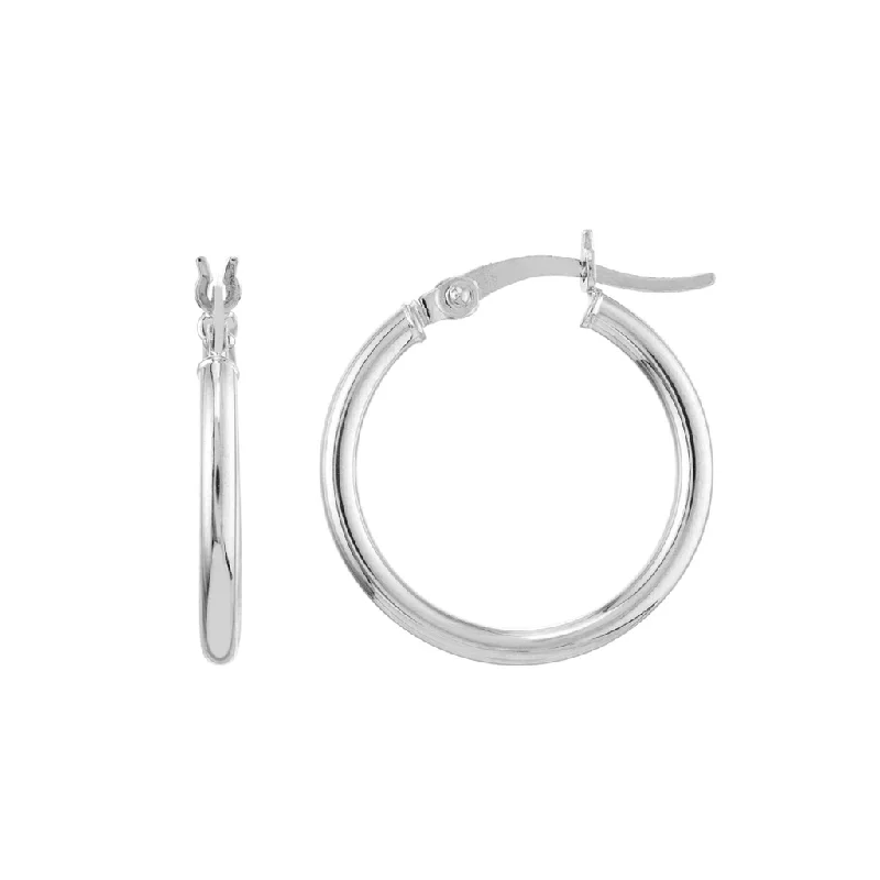 Ladies playful heart earrings -10K White Gold 20mm Hoop Earrings