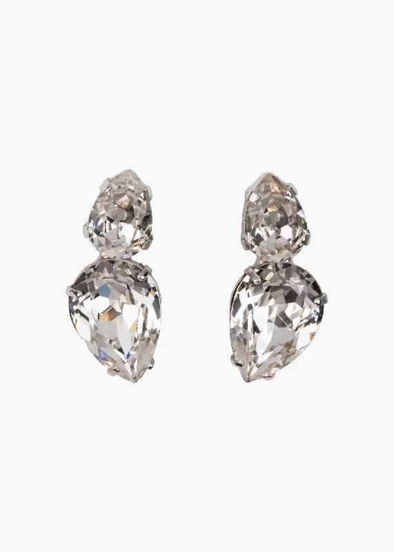 Ladies bold silver drop earrings -Nadine Earrings -- Crystal