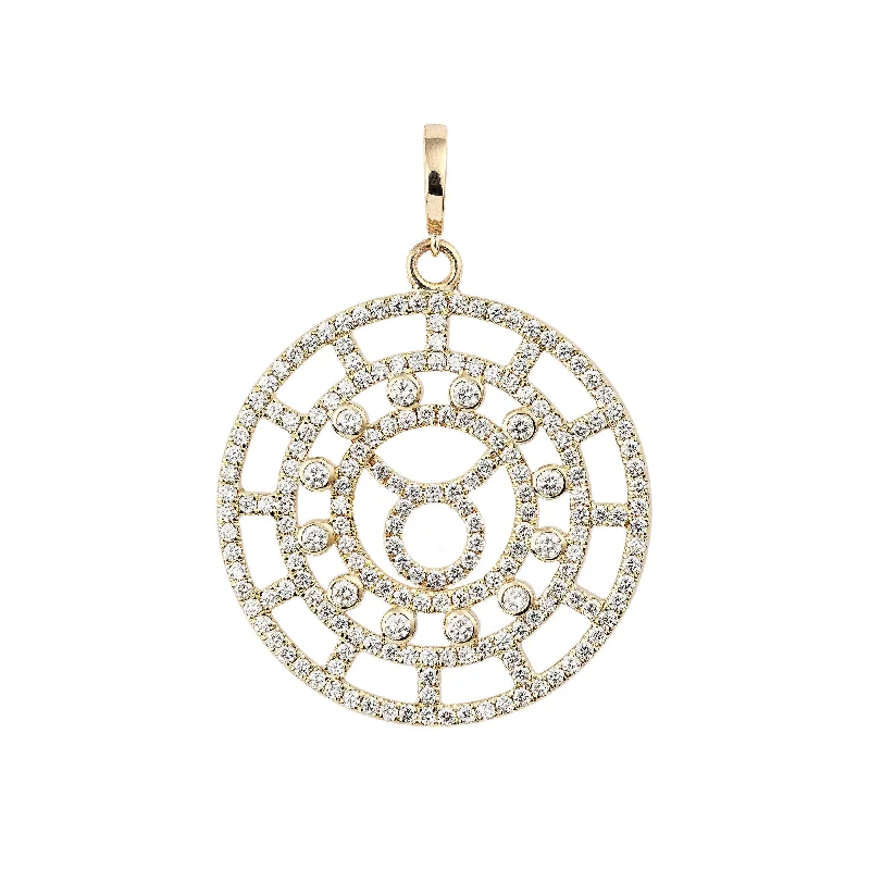 Affordable necklaces for women -Zodiac Pavé Taurus 18K Gold or Whitegold Pendant w. Diamonds