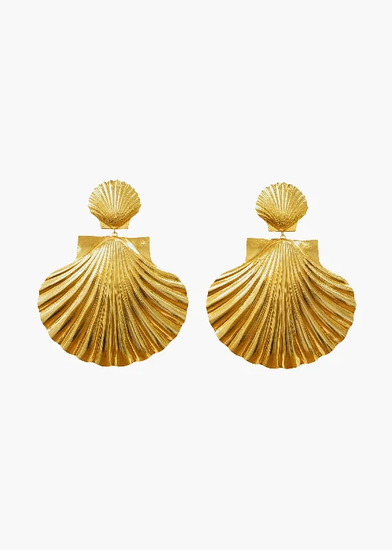 Ladies elegant onyx earrings -Attina Earring -- Gold