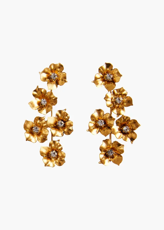 Simple diamond drop earrings for women -Myra Earrings -- Crystal Antique Gold