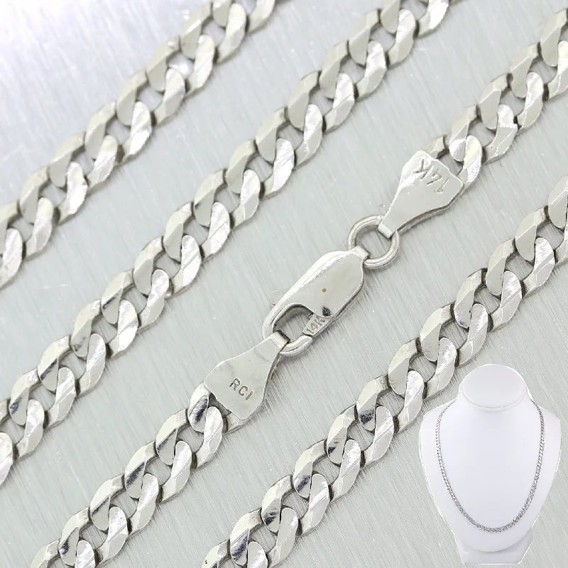 Ladies asymmetrical necklaces -Men's 21.18g 14k White Gold Cuban Curb Link 24" Necklace