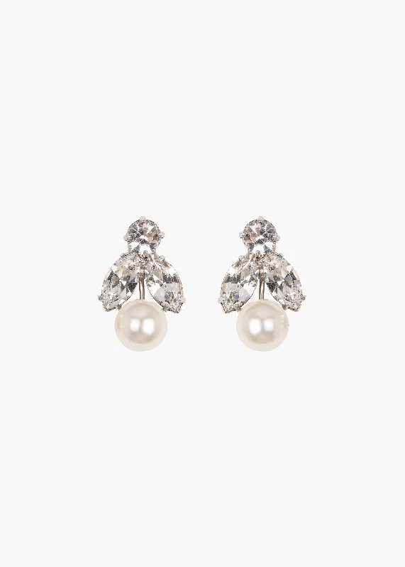 Vintage-inspired crystal earrings for women -Kaide Earrings -- Crystal Pearl