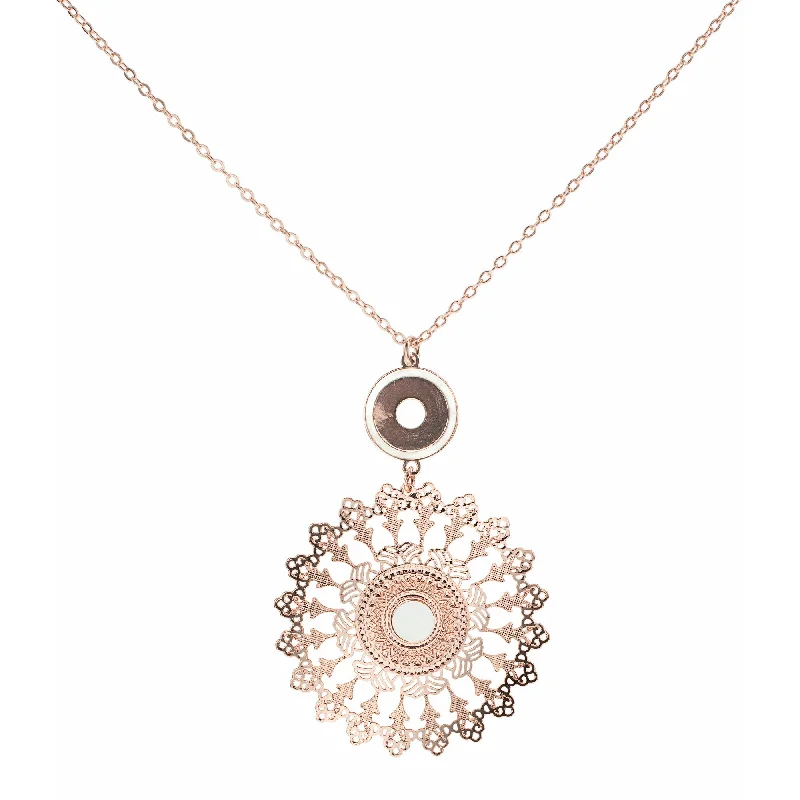 Ladies sapphire necklaces -Rose Gold Mandala Mother of Pearl Necklace