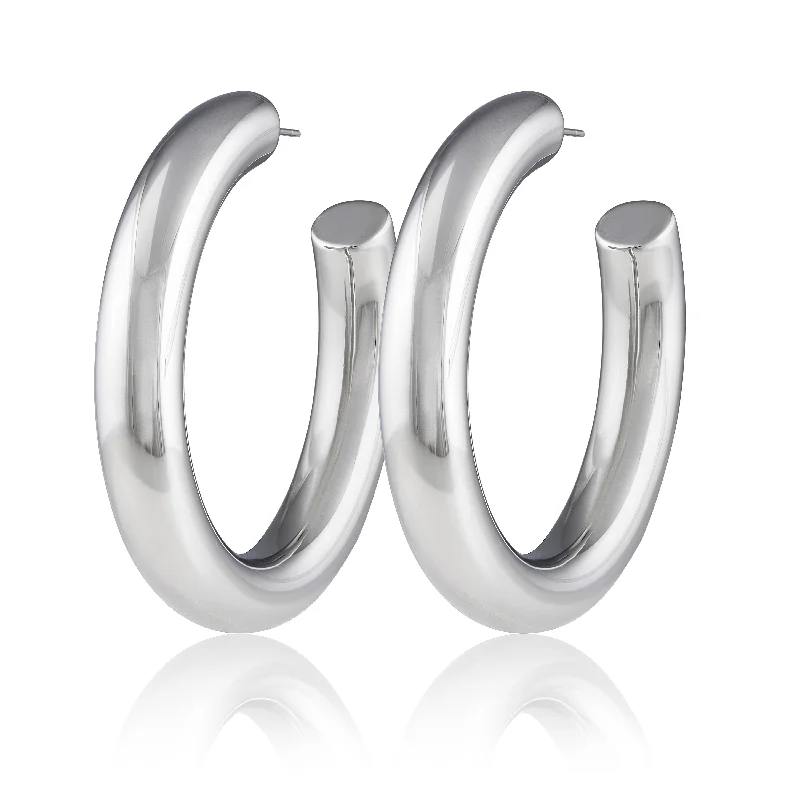 Elegant sapphire drop earrings for ladies -Tubular Hoops