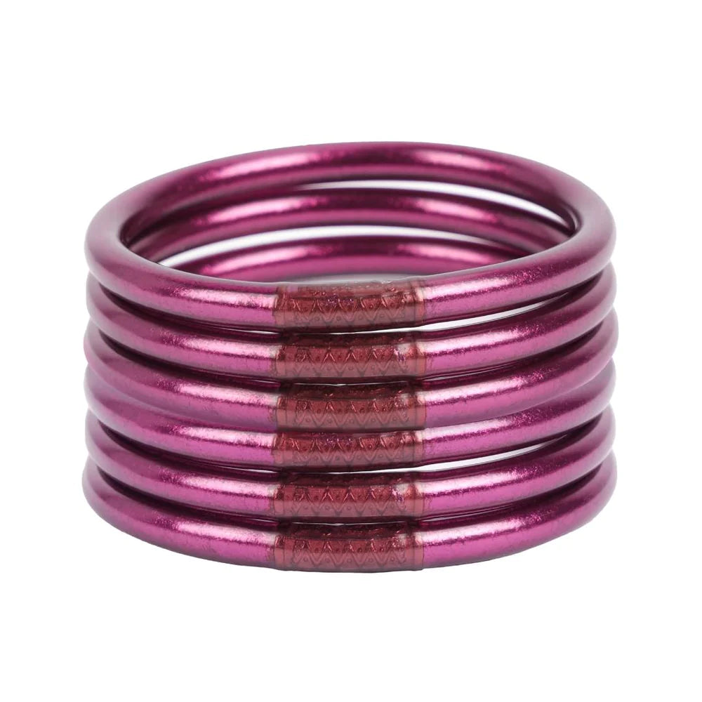 Ladies bold turquoise bracelets -BuDhaGirl Amethyst All Weather Bangles