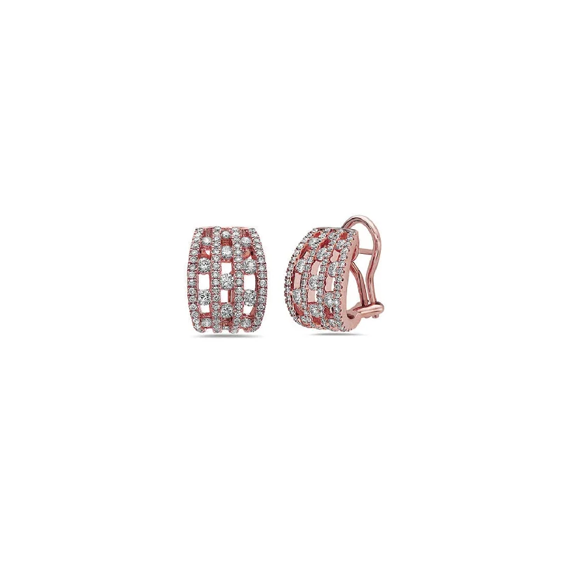 Ladies unique floral hoop earrings -Diamond Triple Row Stud Earring