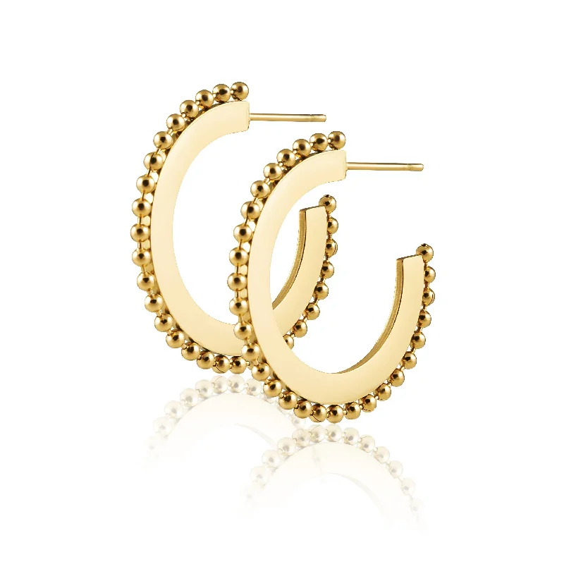 Vintage gold tassel earrings for ladies -Jodie Studded Hoop