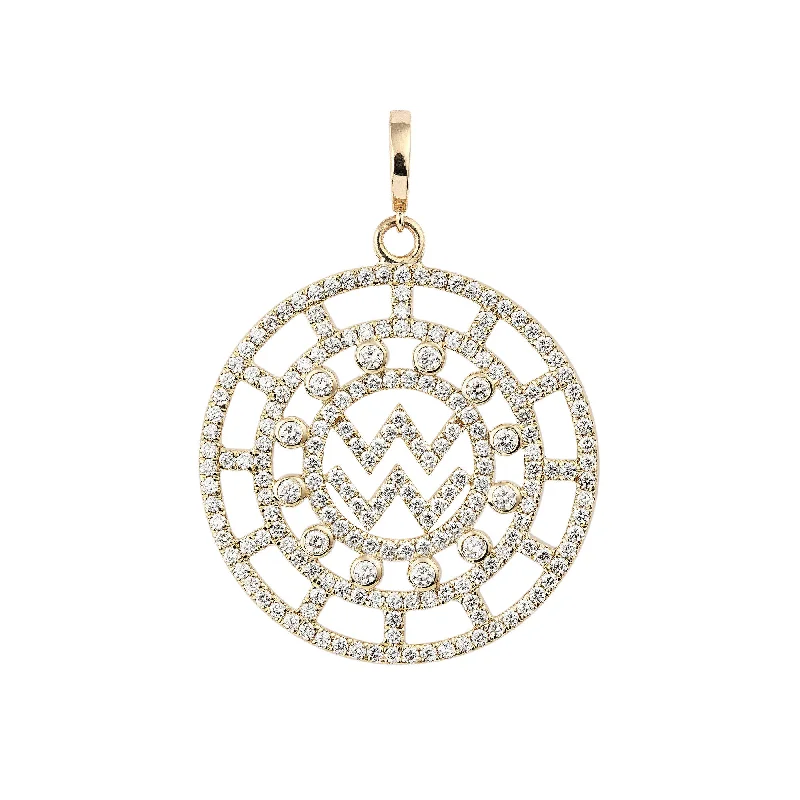 Ladies elegant pearl necklaces -Zodiac Pavé Aquarius 18K Gold or Whitegold Pendant w. Diamonds