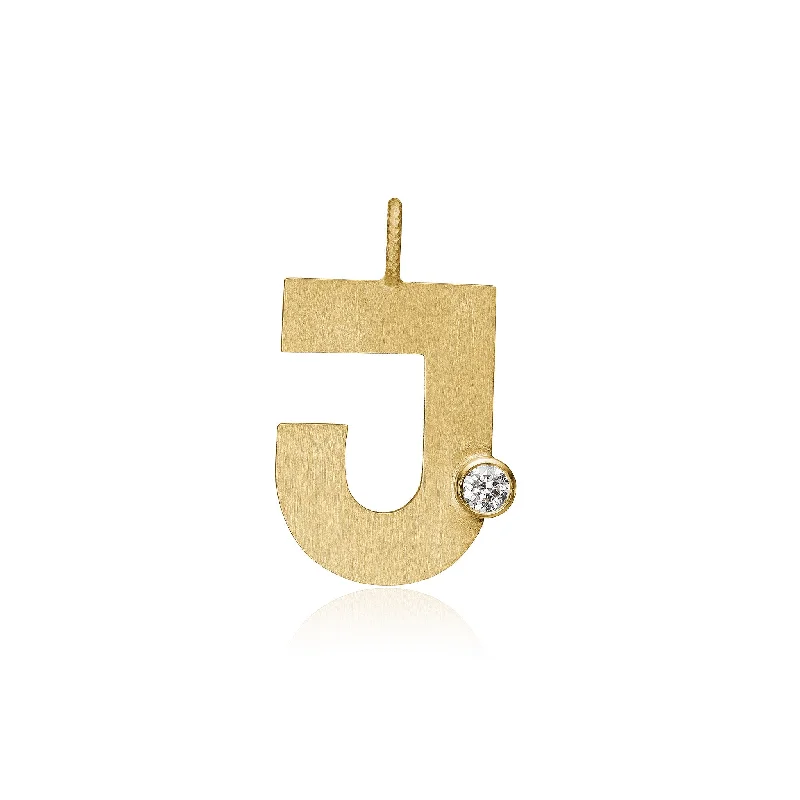 Rose gold necklaces for women -Letter J 18K Gold Pendant w. Diamond