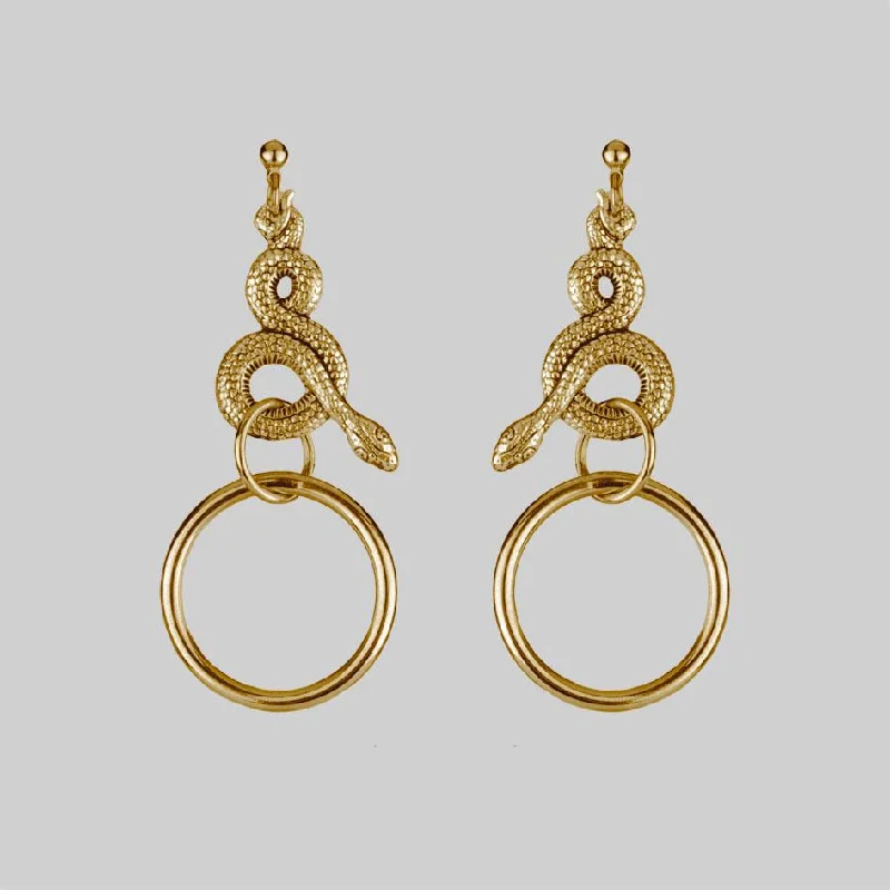 Ladies unique moon phase earrings -MERYLL. Snake Wrap Ring Earrings - Gold