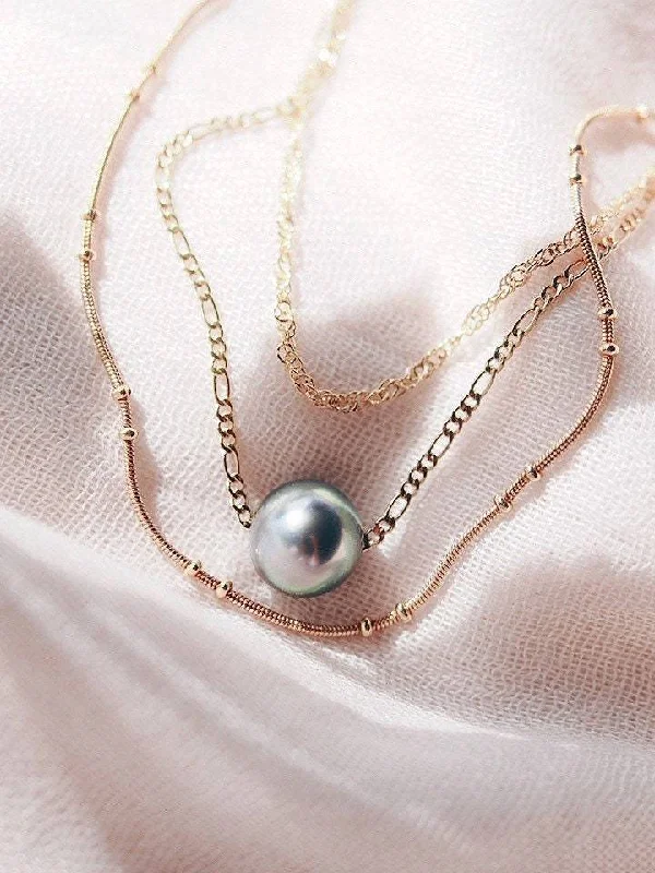 Elegant long necklaces for women -Floating Tahitian Pearl Necklace Set