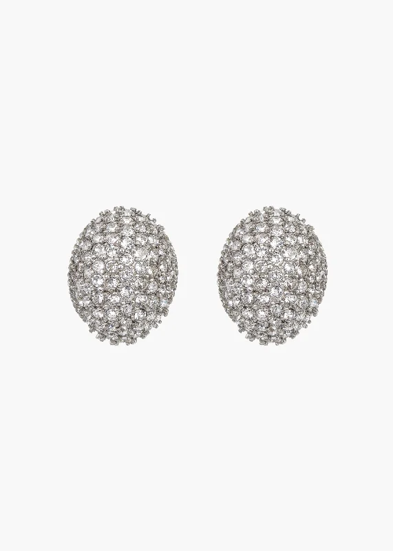 Classic silver stud earrings for ladies -Tinsel Earrings -- Crystal