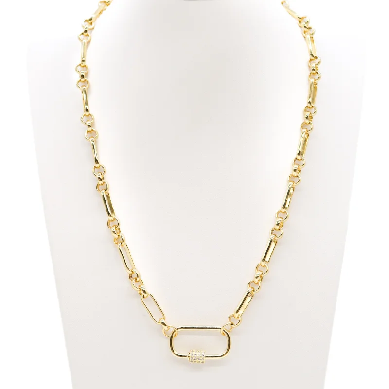 Long layered necklaces for women -Anna Limited Gold Necklace with Pave Gabi Carabiner