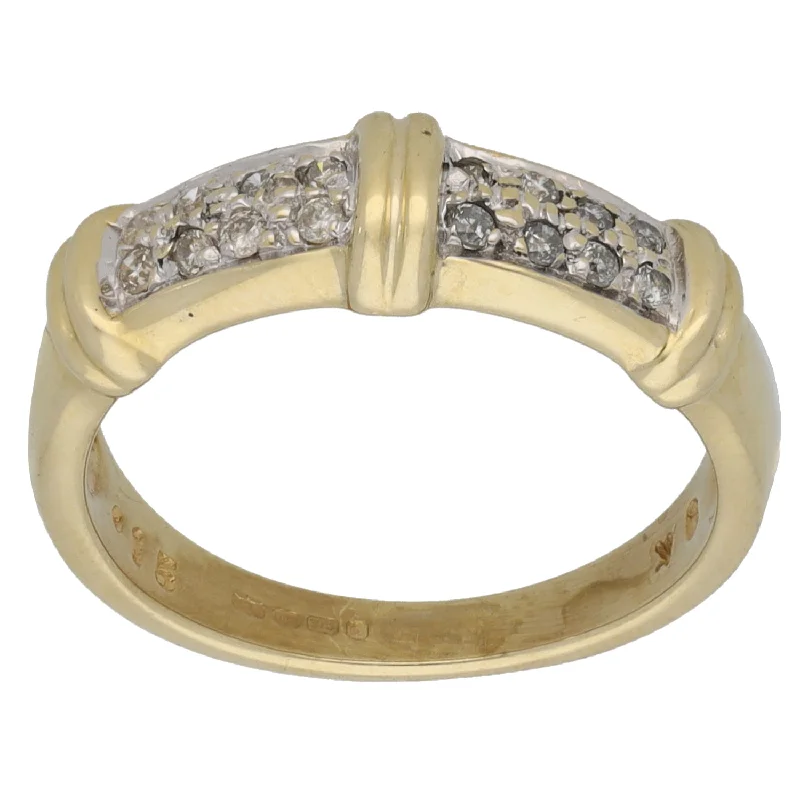 Ladies oversized diamond engagement rings -9ct Gold 0.15ct Diamond Dress/Cocktail Ring Size N