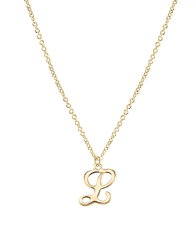 Ladies star pendant necklaces -Script Initial Necklace