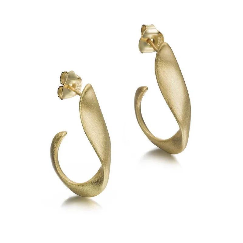 Vintage-inspired crystal earrings for women -18K Yellow Gold Vermeil Twist Hoop Earrings