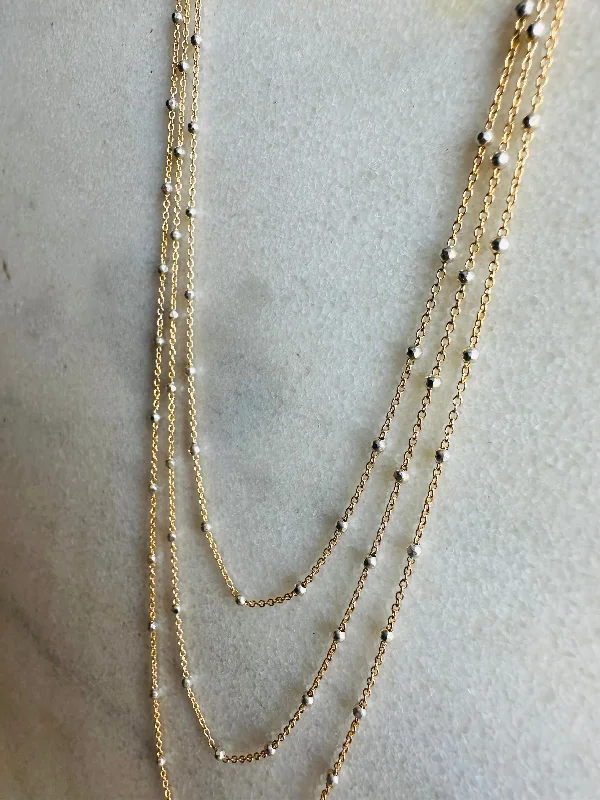 Ladies pearl strand necklaces -Confetti Chain - 14k Gold Fill & Sterling Silver