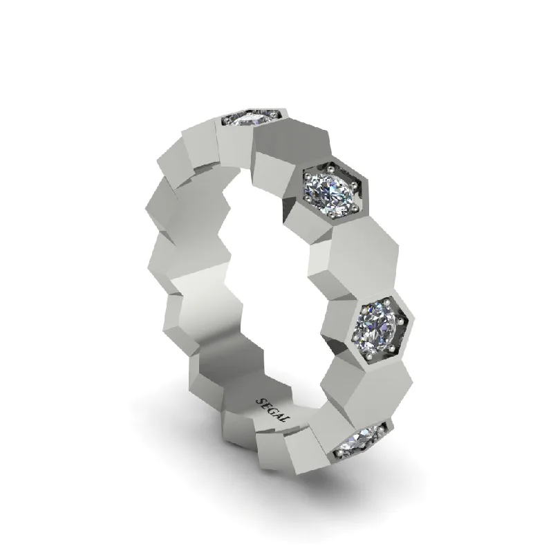 Ladies trendy gemstone engagement rings -Diamond Honeycomb Eternity Ring - Maddison No. 3