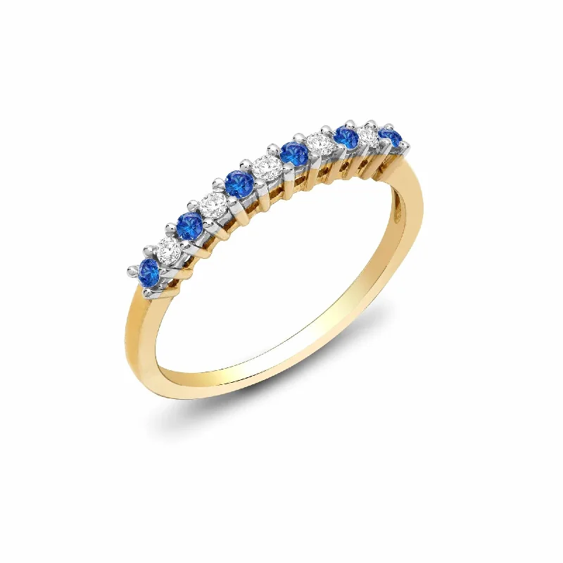 Ladies vintage sapphire engagement rings -9ct Yellow Gold Diamond And Sapphire Ring