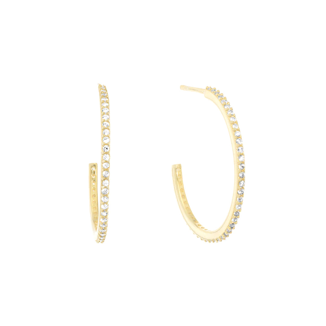 Modern silver tassel earrings for women -Gold Stone Hoop