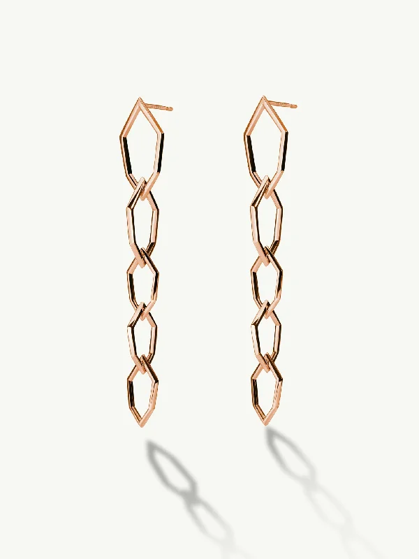 Simple rose gold stud earrings for ladies -Amanti Chain Link Earrings in 18K Rose Gold