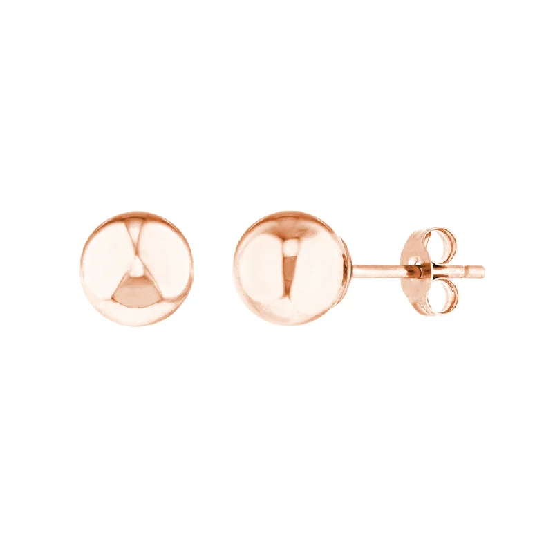 Trendy silver chain earrings for ladies -14K Rose Gold 5mm Ball Earrings