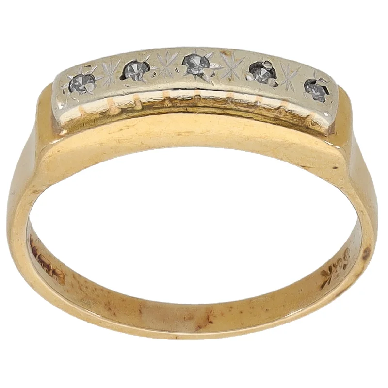 Ladies unique boho engagement rings -9ct Gold 0.05ct Diamond Half Eternity Ring Size M