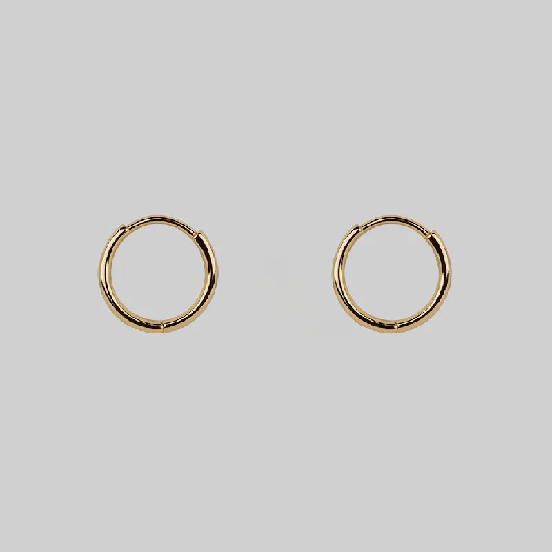 Ladies oversized gold earrings -Simple Gold Clicker Hoop Earrings - 13mm