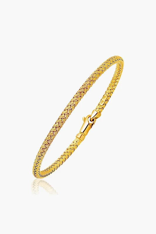 Ladies bold silver cuff bracelets -14k Gold Fancy Weave Bangle