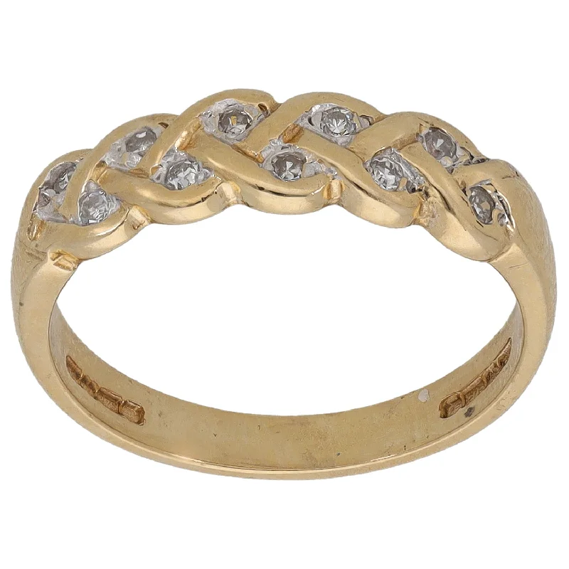 Ladies bold rose gold engagement rings -9ct Gold 0.10ct Diamond Half Eternity Ring Size M