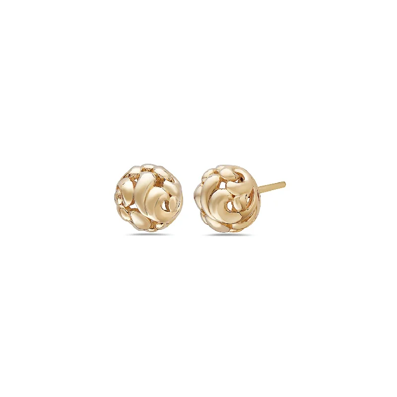 Modern gold geometric earrings for ladies -Gold Ivy Bead Stud Earring