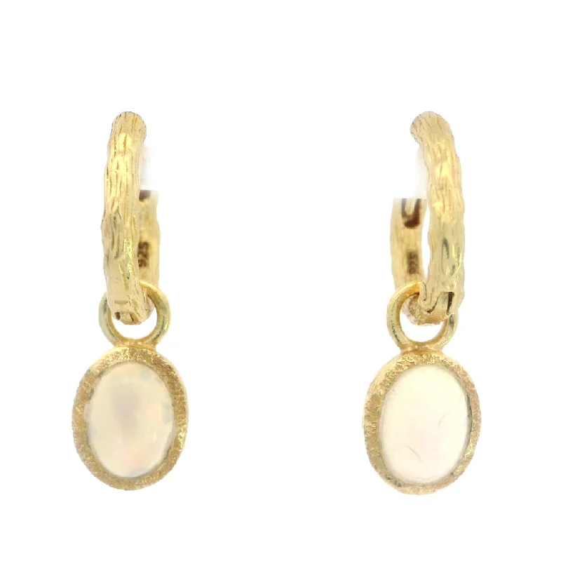 Modern diamond chandelier earrings for ladies -18K Yellow Gold Vermeil Opal Dangle Earrings