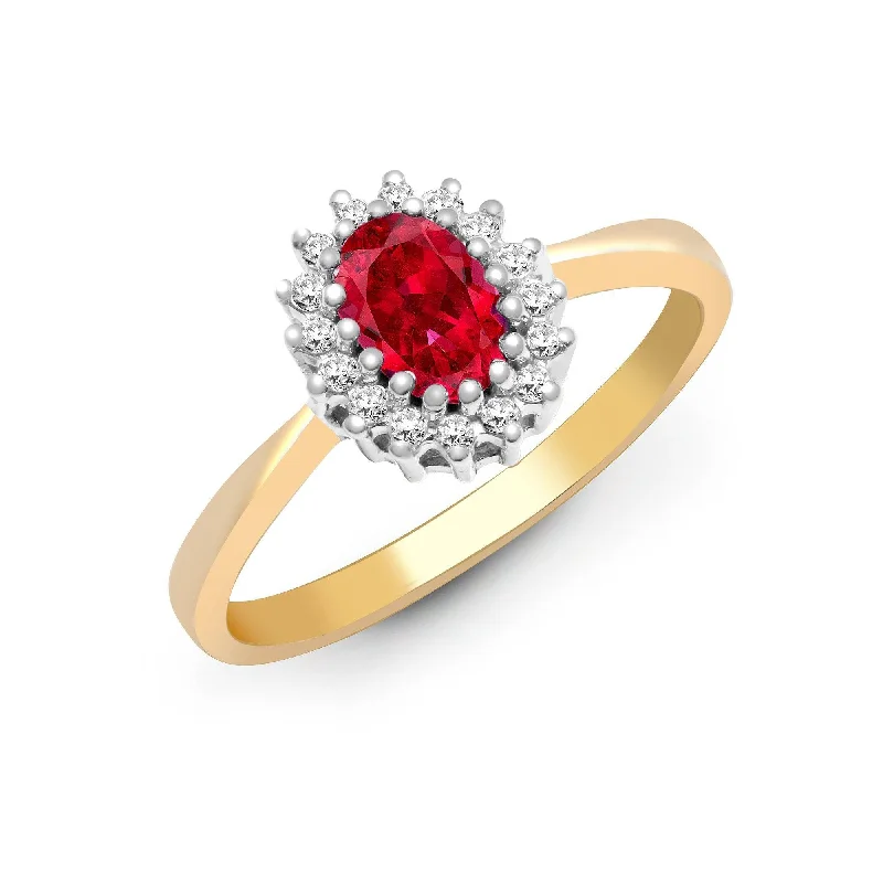 Ladies bold silver engagement rings -9ct Yellow Gold Diamond And Ruby Ring