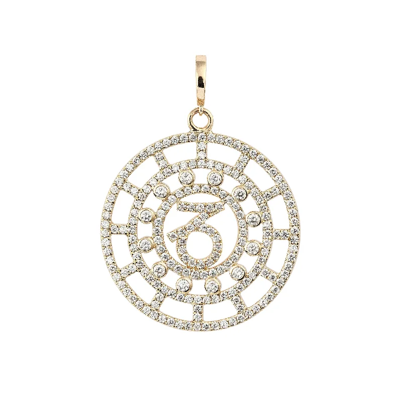 Trendy boho necklaces for ladies -Zodiac Pavé Capricorn 18K Gold or Whitegold Pendant w. Diamonds