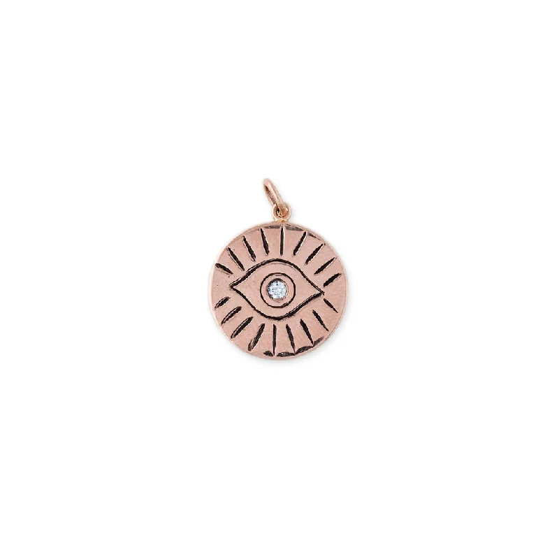 Simple gold chain necklaces for ladies -PAVE DIAMOND EYE BURST CHARM