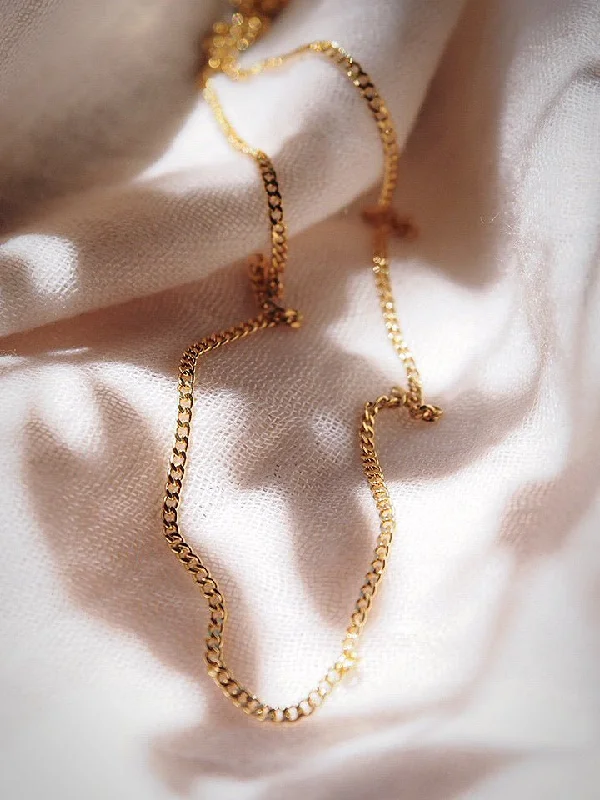 Minimalist silver chain necklaces for women -Dainty Basic Gold Curb Link Necklace - Keanu