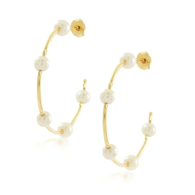 Elegant diamond stud earrings for ladies -Molly Pearl Hoops