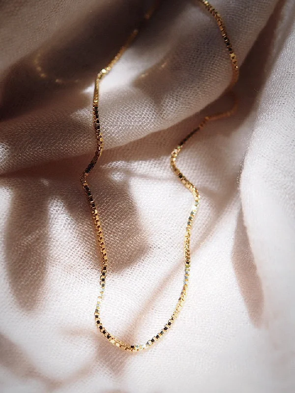 Delicate silver chain necklaces for women -Basic Gold Box Chain Necklace - Iolani