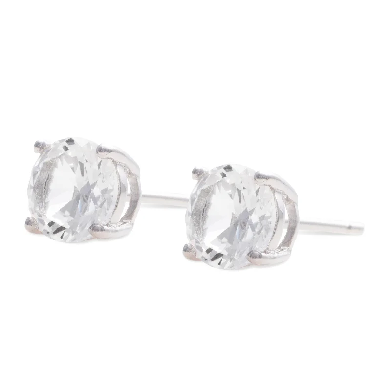 Vintage crystal drop earrings for ladies -Solitaire CZ Studs