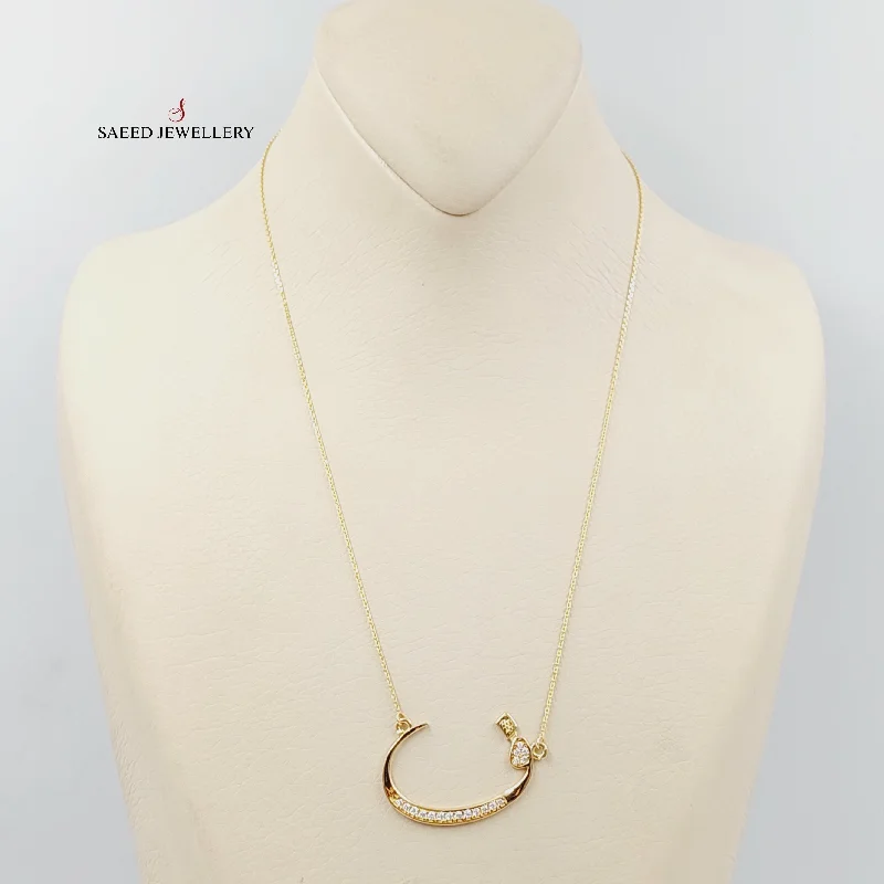 Diamond heart necklaces for women -Arabic Letter Necklace