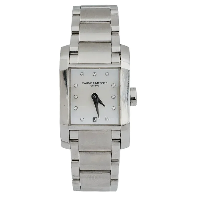 Ladies retro floral engagement rings -Ladies Baume & Mercier Hampton Stainless Steel Watch with Diamond Mother of Pearl Diamond Dial. (Pre-Owned)