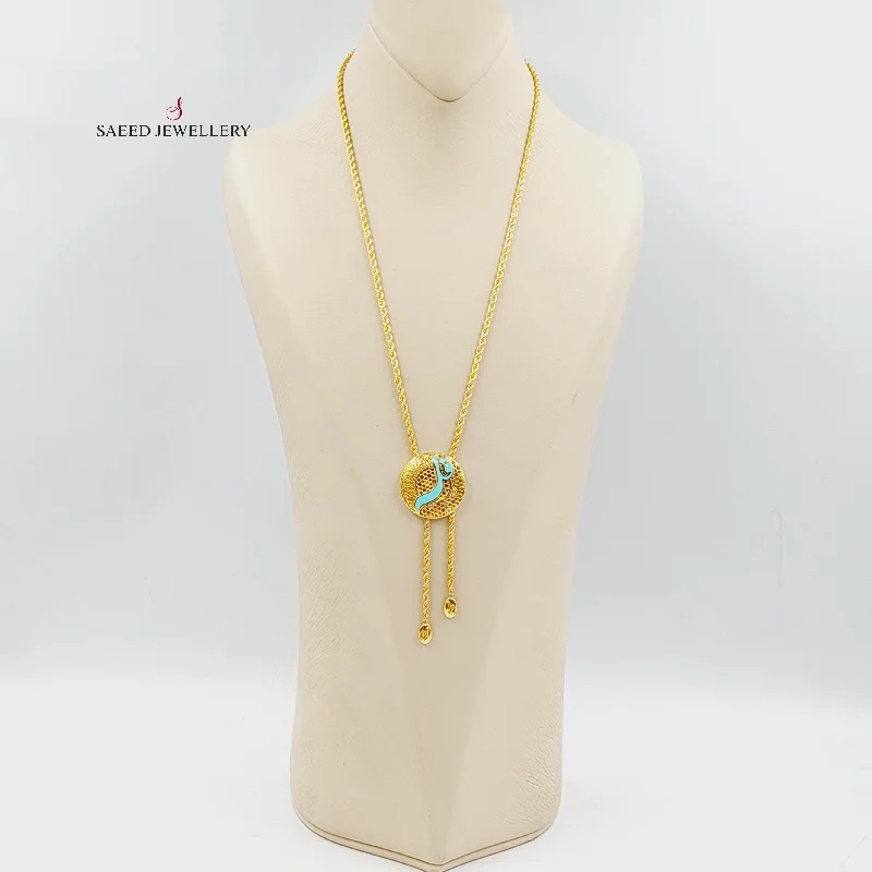 Ladies minimalist necklaces -Enameled & Zircon Studded Islamic Necklace