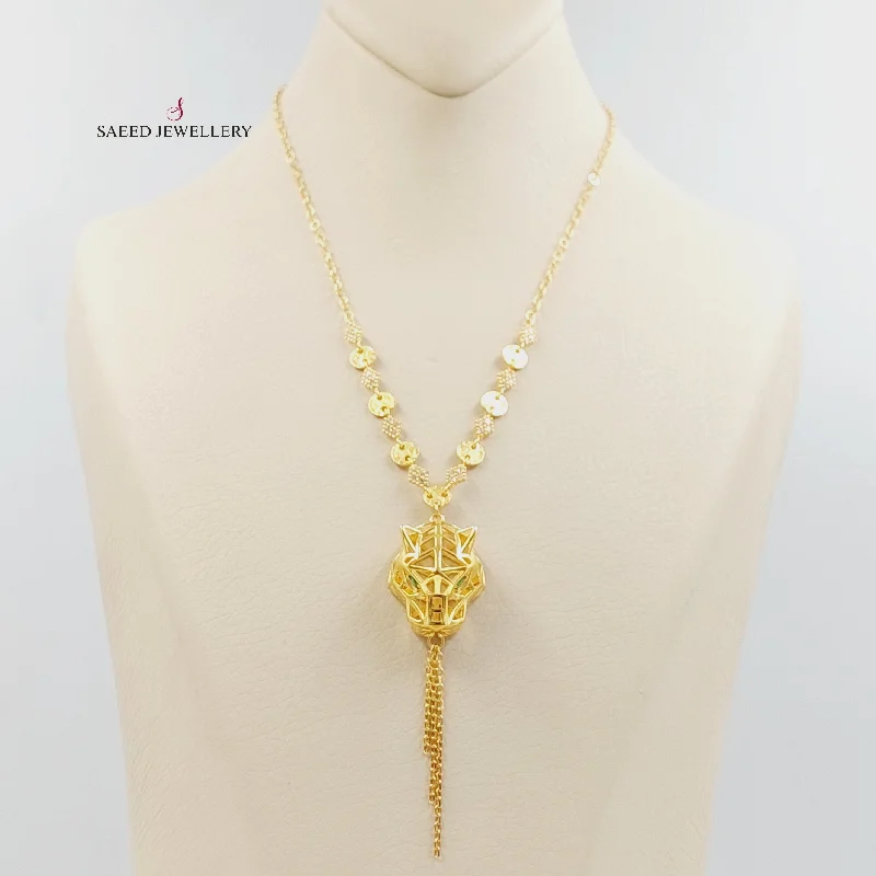 Ladies gemstone necklaces -Zircon Studded Tiger Necklace