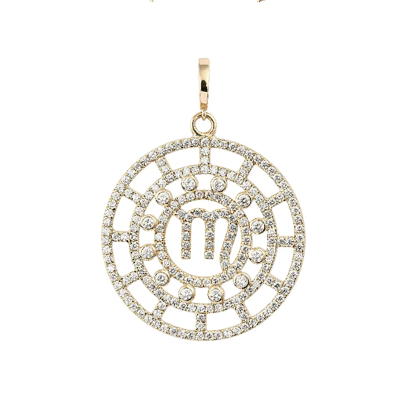 Ladies elegant gold necklaces -Zodiac Pavé Scorpio 18K Gold or Whitegold Pendant w. Diamonds